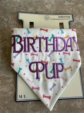 Southern Living Birthday Pup Reversible Dog Bandana Size M/L